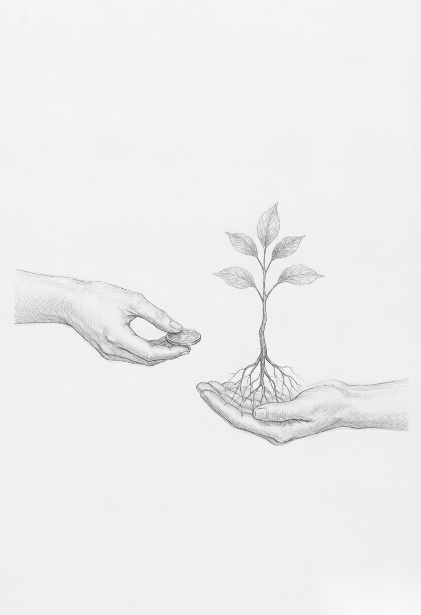 硬币交换一株根系完整的幼树