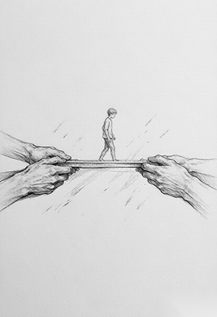 祖辈双手在风雨中托起下一代安全之桥